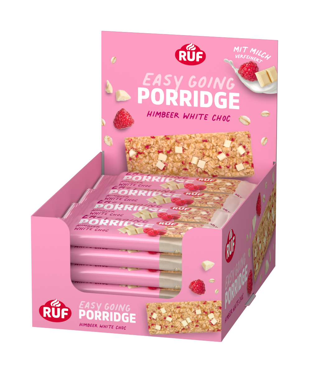 RUF Porridge Riegel Himbeer White Choc - 16er Box