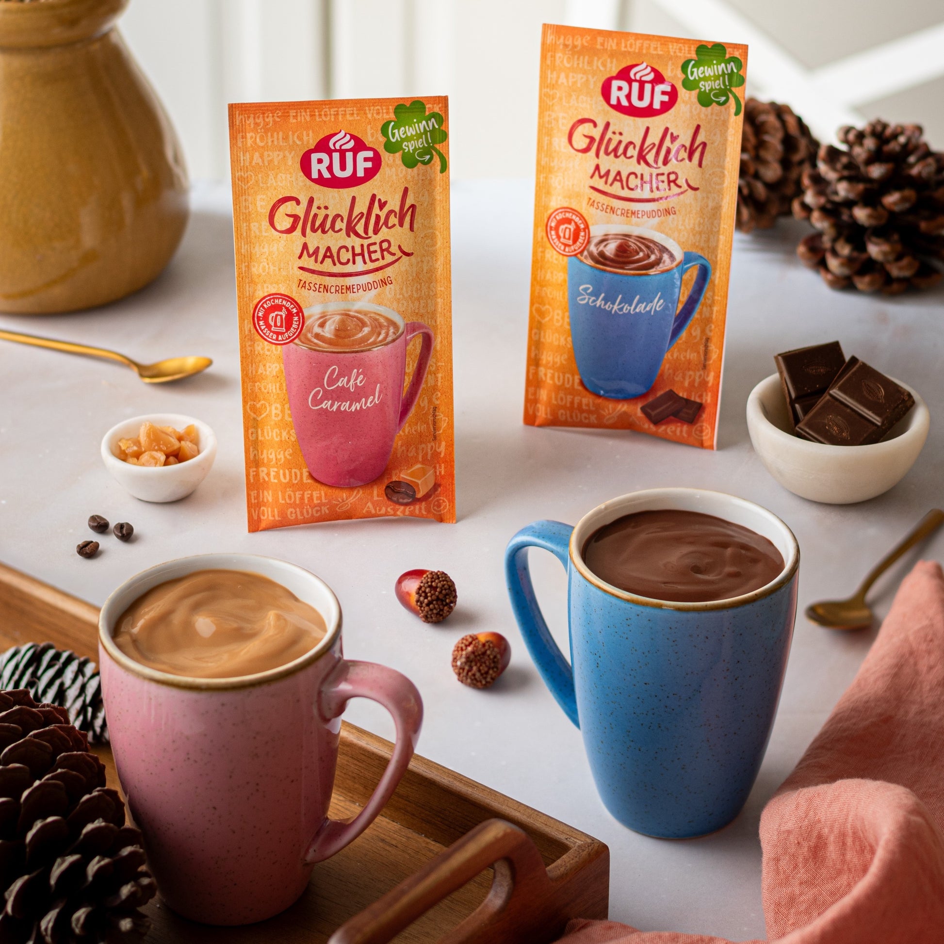 RUF Glücklichmacher Geschenkbox Café Caramel 2 Tassen, 4 Puddinge -  Bild 2