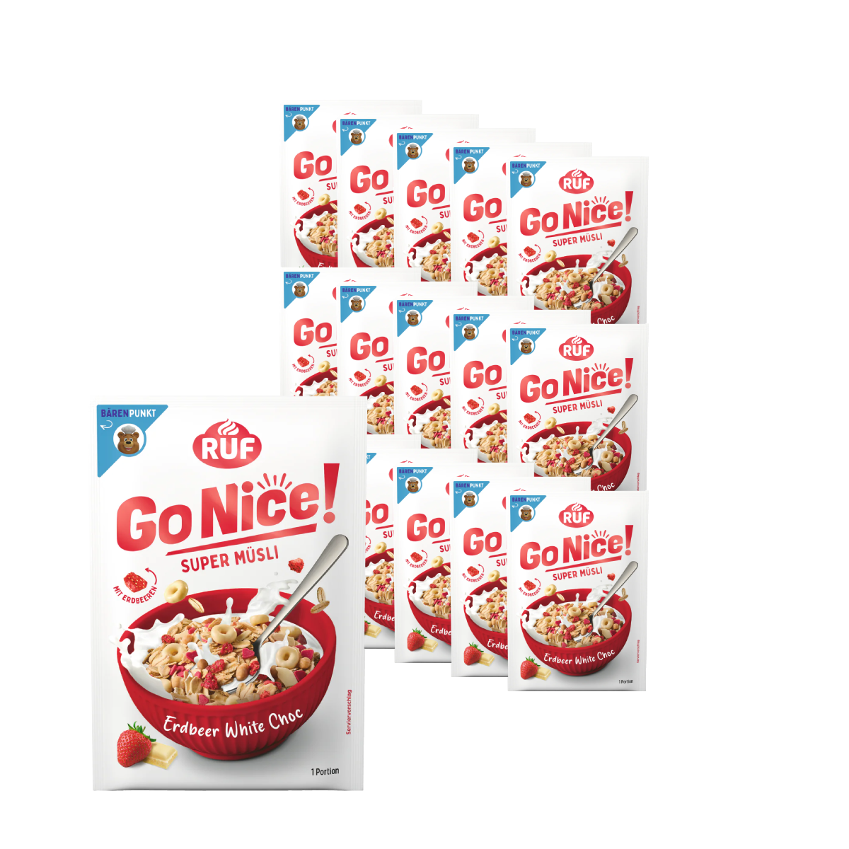 RUF GoNice!  Erdbeer White Choc Müsli Set (15 Stück)