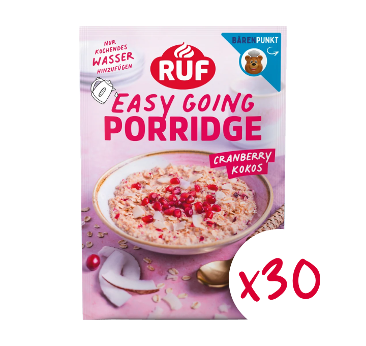 RUF Monats-Vorrat Porridge Cranberry Kokos (30 Stück)