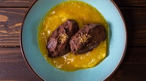 Spekulatius-Creme mit Orangenkompott