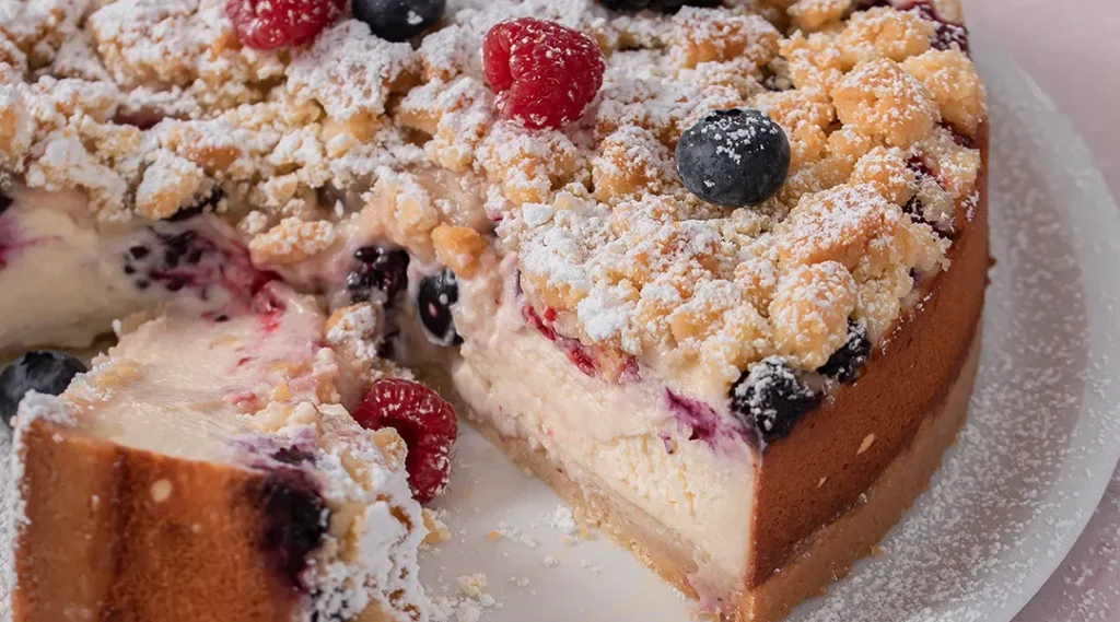 Cremiger Beeren Streusel Käsekuchen